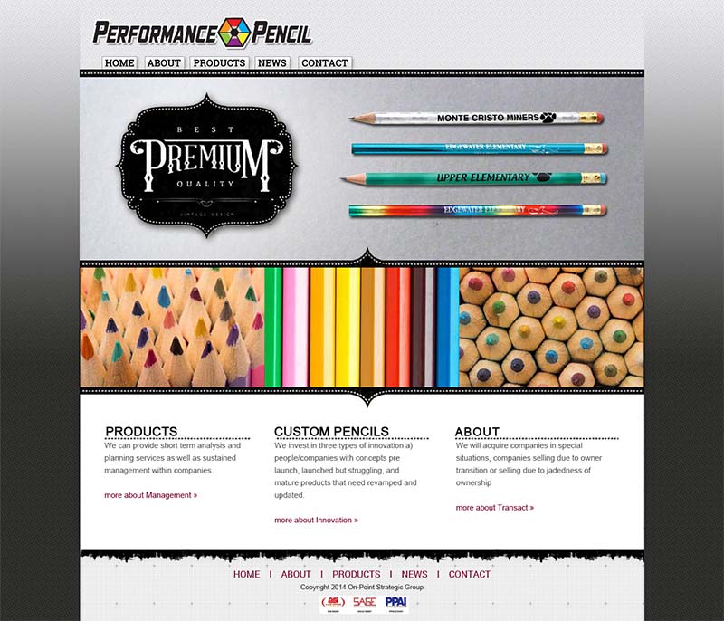 Website Mockup for Performance Pencils