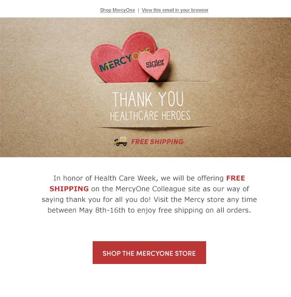 Mercy One Health Care Heroes Email Mockup