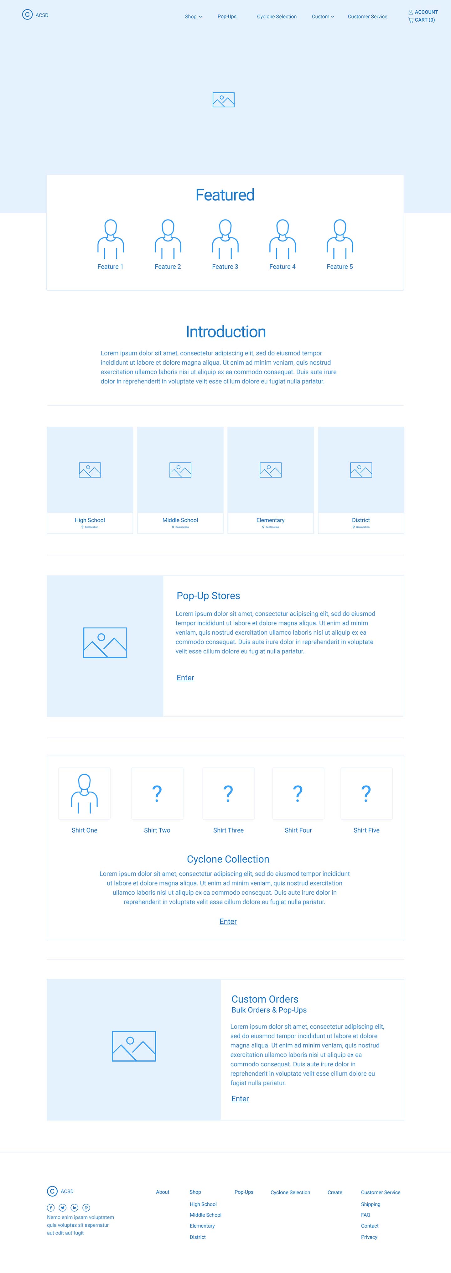 Ames Community School District Homepage Wireframe