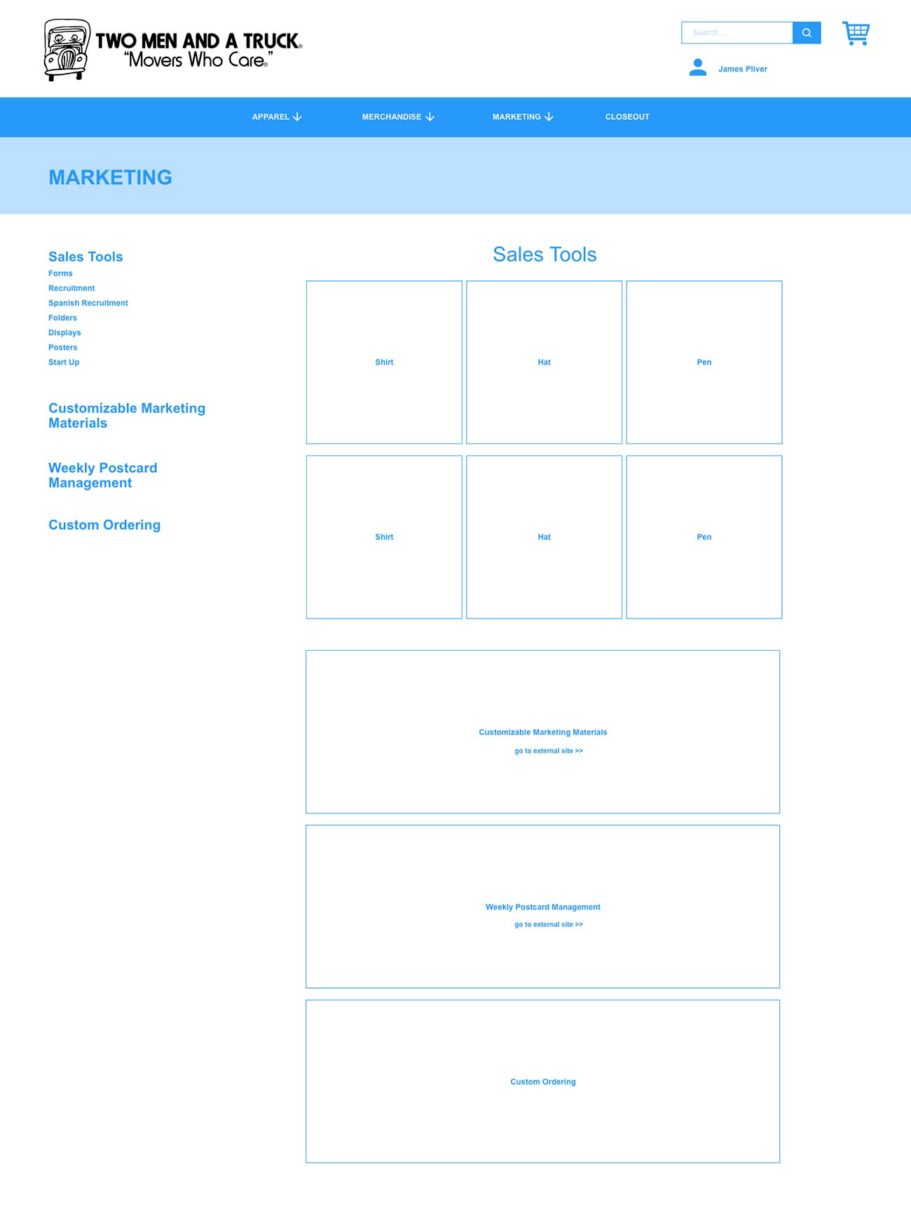 Two Men and a Truck Products Wireframe