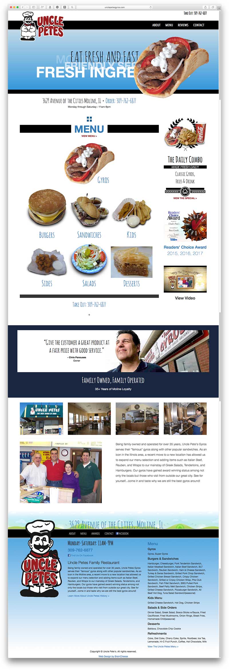 Uncle Pete's Gyros Website Homepage